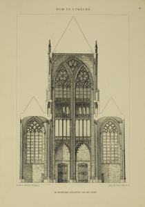 214432 Afbeelding van het interieur van de Domkerk te Utrecht; weergave van het in 1674 ingestorte gedeelte: opstand ...
